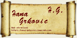 Hana Grković vizit kartica